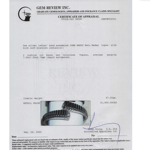 JOHN HARDY Bracelet Batu Bedeg Topaz Slim Kick Cuff - Picture 3 of 5